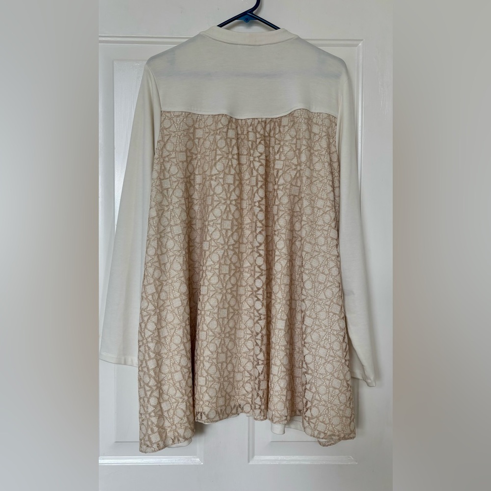 LOGO by Lori Goldstein White Lace Jacket - Picture 3 of 7